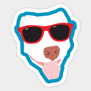 White Dog in Sunglasses Sticker